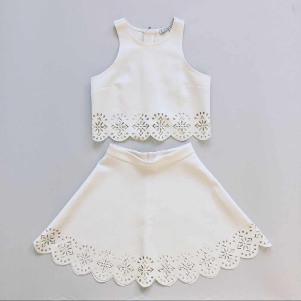 Lovers + Friends Laser Cut Skirt and Top Set